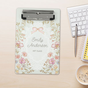 Mini Porte-bloc Nom personnalisé Joli esthétique floral vintage
