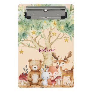 Mini Porte-bloc Nom personnalisé Whimsical Woodland Forest Animaux