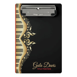 Mini Porte-bloc Notes de musique Gold et Black Design Accents roug
