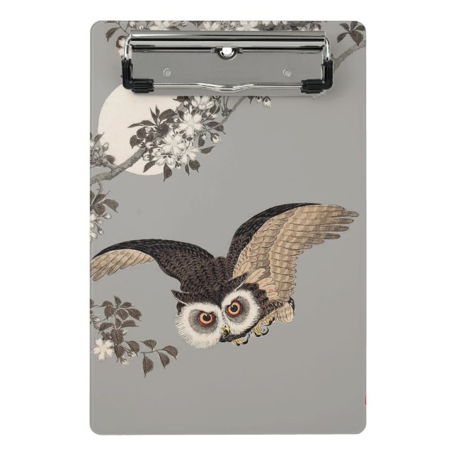 Mini Porte-bloc Nuit Japonaise Chouette Lune Bois Coupe Flying Nig (Devant)
