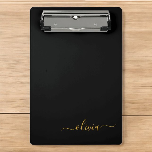 Mini Porte-bloc Or Moderne Monogramme Féminin Nom De Script (Créateur téléchargé)