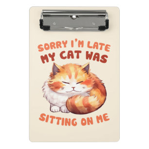 Mini Porte-bloc Orange Tabby Chat - Désolé, je suis en retard