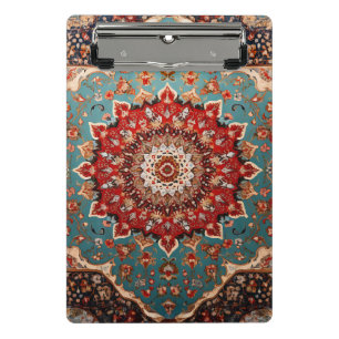 Mini Porte-bloc Oriental Retro Motif Perse Rouge Crème Bleu