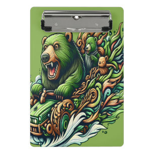 Mini Porte-bloc Ours Animés à bord d'une voiture verte