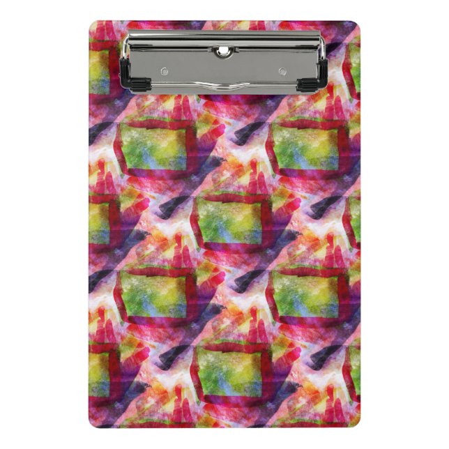 Mini Porte-bloc Papier peint vert et rouge abstrait (Devant)