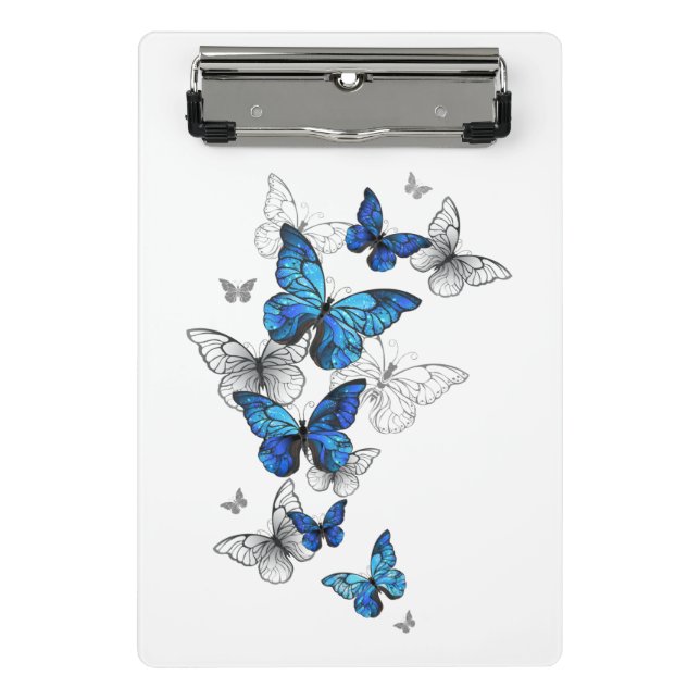 Mini Porte-bloc Papillons volants bleus Morpho (Devant)