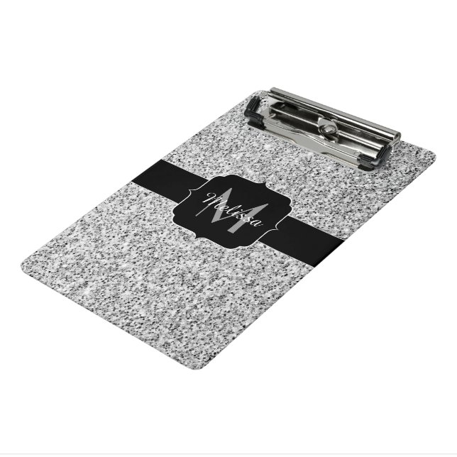 Mini Porte-bloc Parties scintillant gris argent scintille Monogram (Angle3)