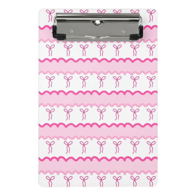 Mini Porte-bloc Pastel Pink Bow Seamless Pattern – Cute Aesthetic  (Devant)