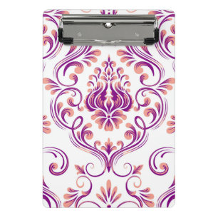 Mini Porte-bloc Pêche et pourpre Damas motif floral élégant