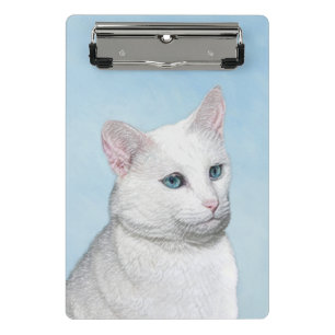 Mini Porte-bloc Peinture de chat blanc - Cute Original Cat Art