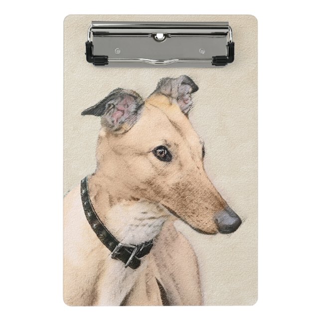 Mini Porte-bloc Peinture Greyhound - Cute Original Chien Art (Devant)