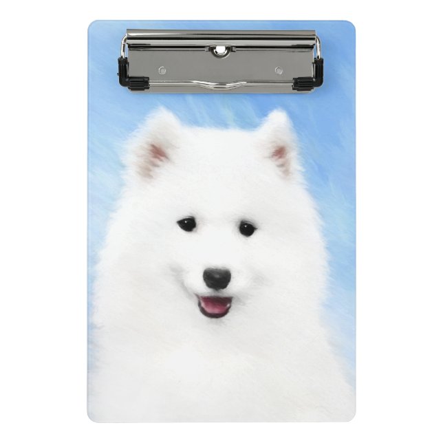 Mini Porte-bloc Peinture Samoyed Puppy - Jolie Art Original Chien (Devant)