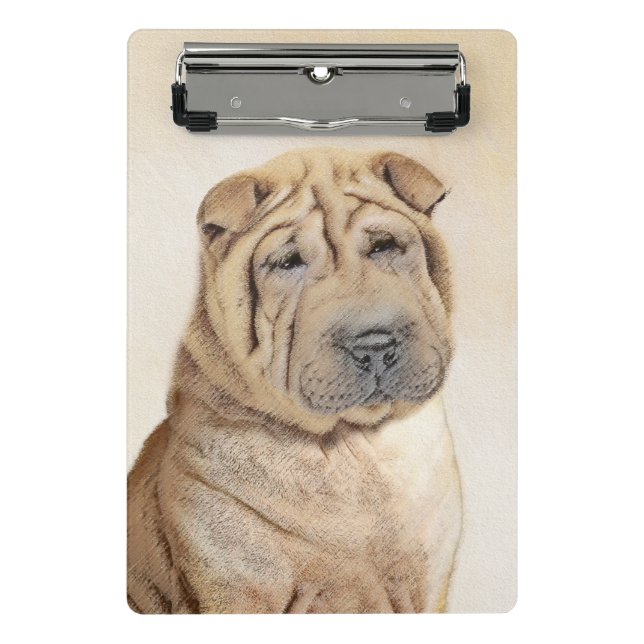Mini Porte-bloc Peinture Shar Pei - Cute Original Chien Art (Devant)