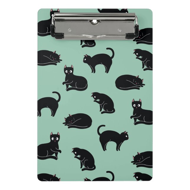 Mini Porte-bloc Personnalisable Chats Noirs Motif sans couture (Devant)