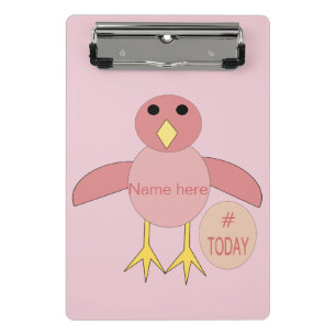 Mini Porte-bloc Personnalisé rose Anniversaire fille poussin Mini 