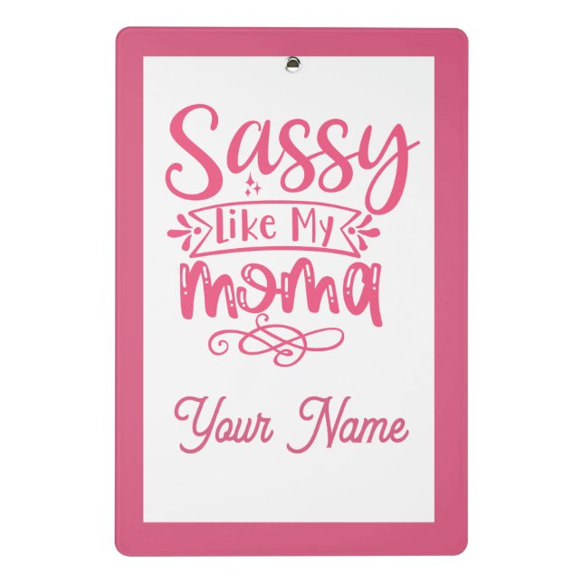 Mini Porte-bloc Pink Personalized "Sassy Moma"  (Dos)