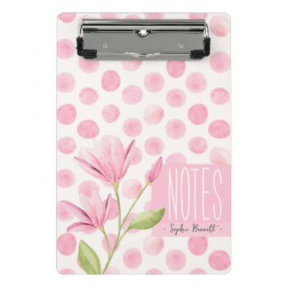 Mini Porte-bloc Pink Watercolor Polka Dots & Flowers