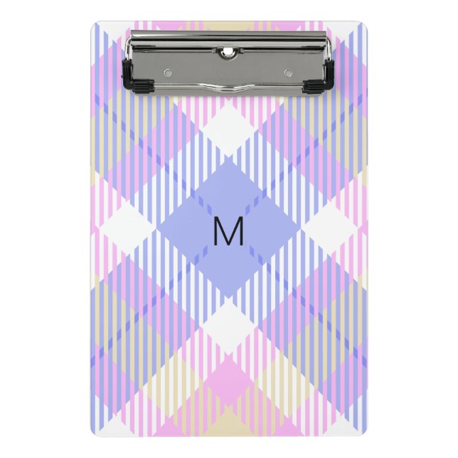 Mini Porte-bloc Plaid bleu rose jaune (Devant)