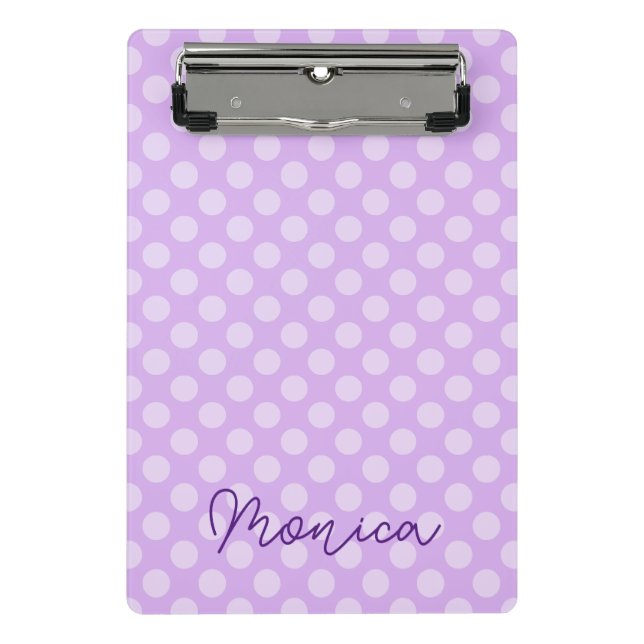 Mini Porte-bloc Point Polka de lavande pâle personnalisé (Devant)