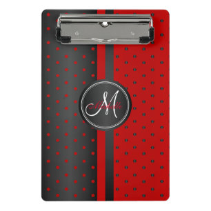 Mini Porte-bloc Pois rouges et noirs - Monogramme