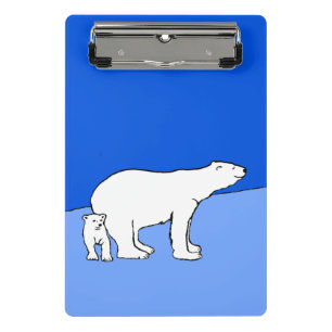 Mini Porte-bloc Polar Bear Mom and Cub Peinture - Wildlife Art