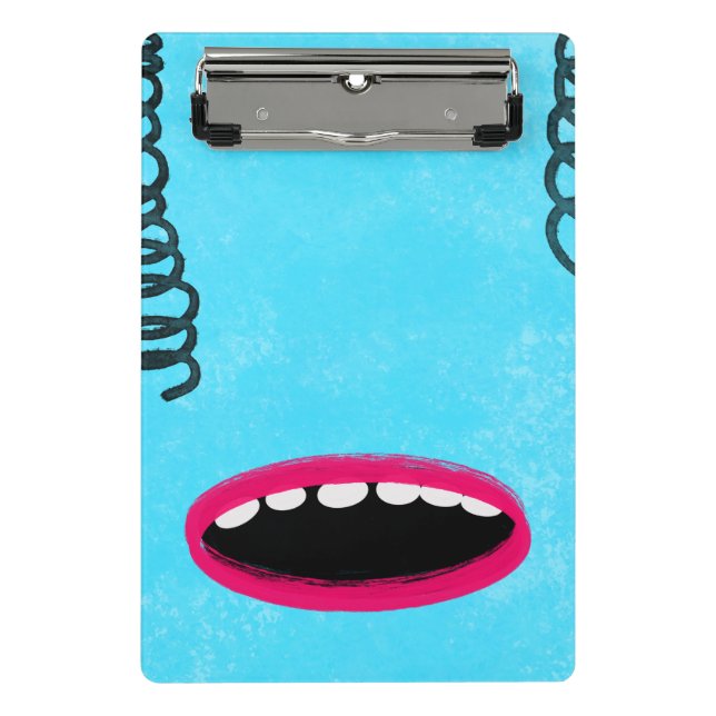 Mini Porte-bloc porte - bloc monstre bleu clair (Devant)