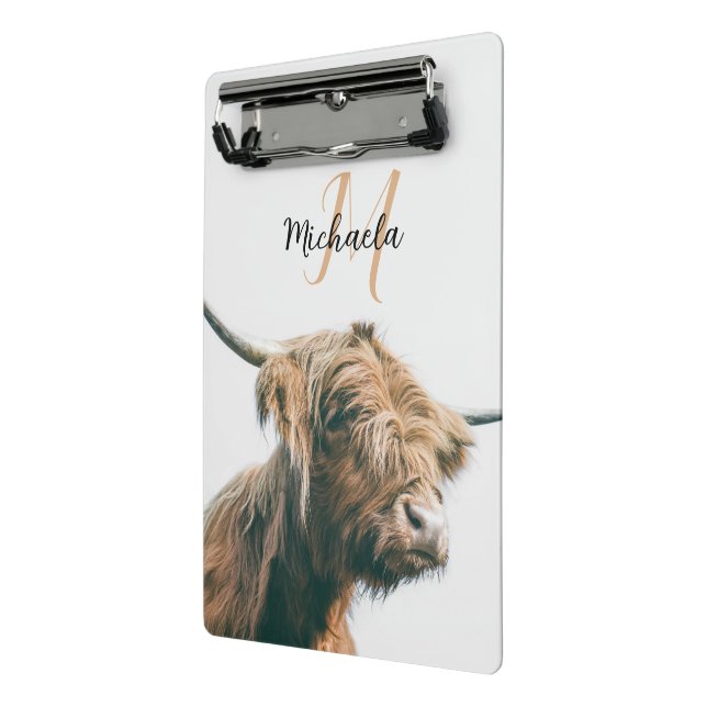 Mini Porte-bloc Portrait de vache Highland nom personnalisé monogr (Angle2)
