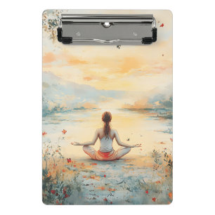 Mini Porte-bloc Prairie du Coucher de Soleil Méditation avec Papil