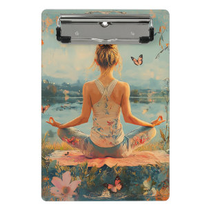Mini Porte-bloc Prairie du coucher de soleil Méditation avec papil