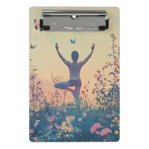 Mini Porte-bloc Prairie du coucher de soleil Méditation avec papil