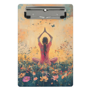 Mini Porte-bloc Prairie du coucher de soleil Méditation avec papil