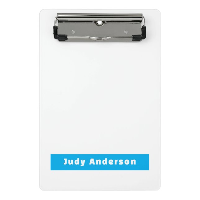 Mini Porte-bloc Professional Plain Modern Elegant Name Blue White (Devant)