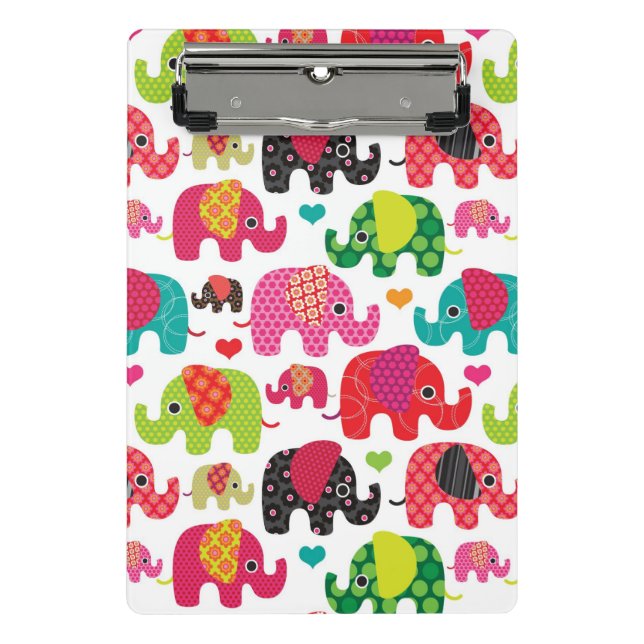 Mini Porte-bloc rétro papier peint de motif d'enfants d'éléphant (Devant)