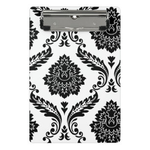 Mini Porte-bloc Rococo Damask grand motif décalé noir sur blanc