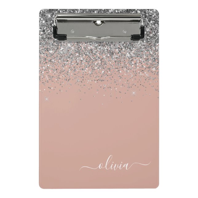 Mini Porte-bloc Rose Gold Blush rose Parties scintillant argent Mo (Devant)