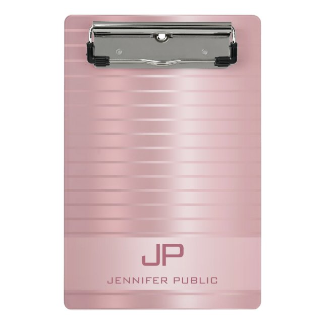 Mini Porte-bloc Rose Gold Modèle Monogram tendance moderne élégant (Devant)