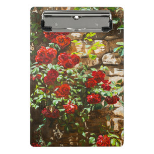 Mini Porte-bloc Roses rouges contre un mur de pierre