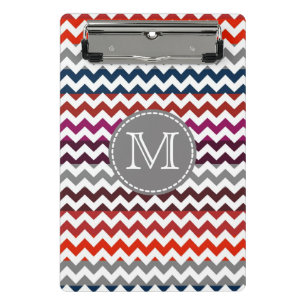 Mini Porte-bloc Rouge blanc gris Chevron Zigzag Monogramme