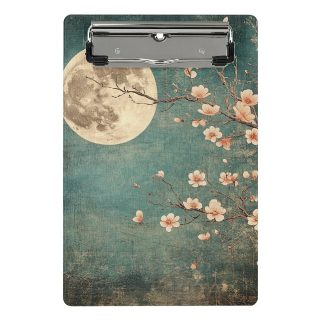 Mini Porte-bloc Sérénité de la fleur de cerisier sur la Lune (Devant)