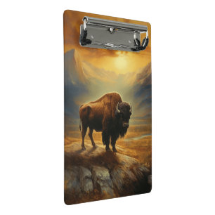 Mini Porte-bloc Silhouette de Bison de Buffalo au Coucher du Solei