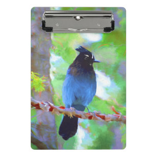Mini Porte-bloc Steller's Jay Painting - Art original pour oiseaux