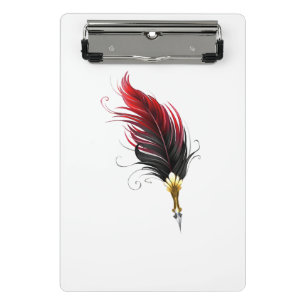 Mini Porte-bloc Stylo rouge en plumes avec nib or
