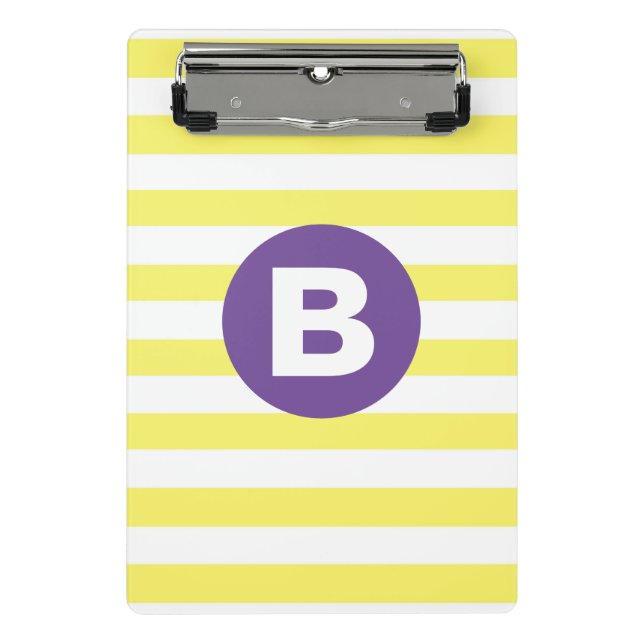 Mini Porte-bloc Sunny Yellow Striped Purple Monogram (Devant)