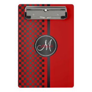 Mini Porte-bloc Tableau de bord rouge et noir - Monogramme