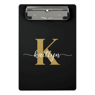 Mini Porte-bloc Tapis de sol monogrammé en noir et or
