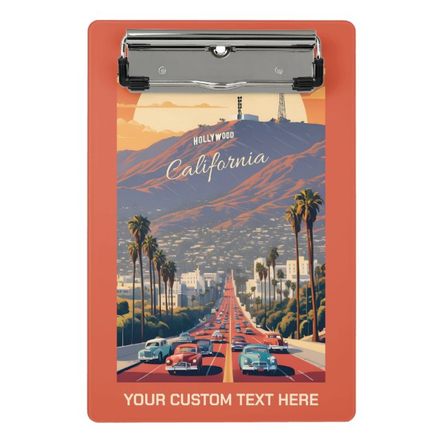 Mini Porte-bloc Texte personnalisé Hollywood Californie (Devant)