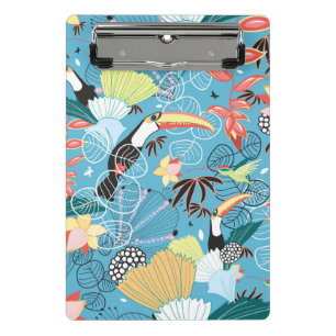 Mini Porte-bloc Texture tropicale avec des toucans et des colibris