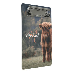 Mini Porte-bloc Vache de Highland calvaire herbe d'automne monogra