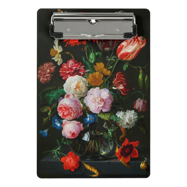 Mini Porte-bloc Vase de verre avec des fleurs (Devant)