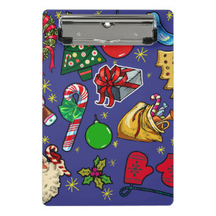 Mini Porte-bloc Vintage de Noël rétro couleur bleu rouge vert